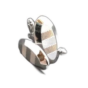 Vintage Shield's Silver Tone Oval Cufflinks 1"X1/2".